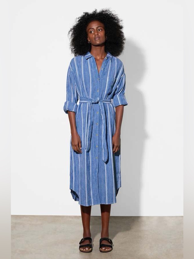 Mara Hoffman Blue & White Striped Organic Cotton Shirtdress | Size M
